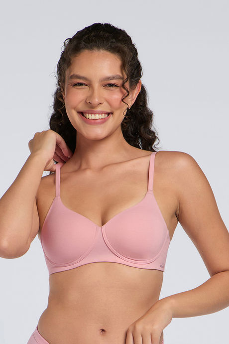 Buy Amante Padded Non Wired Perforated T-Shirt Bra - Pink Dolphin
